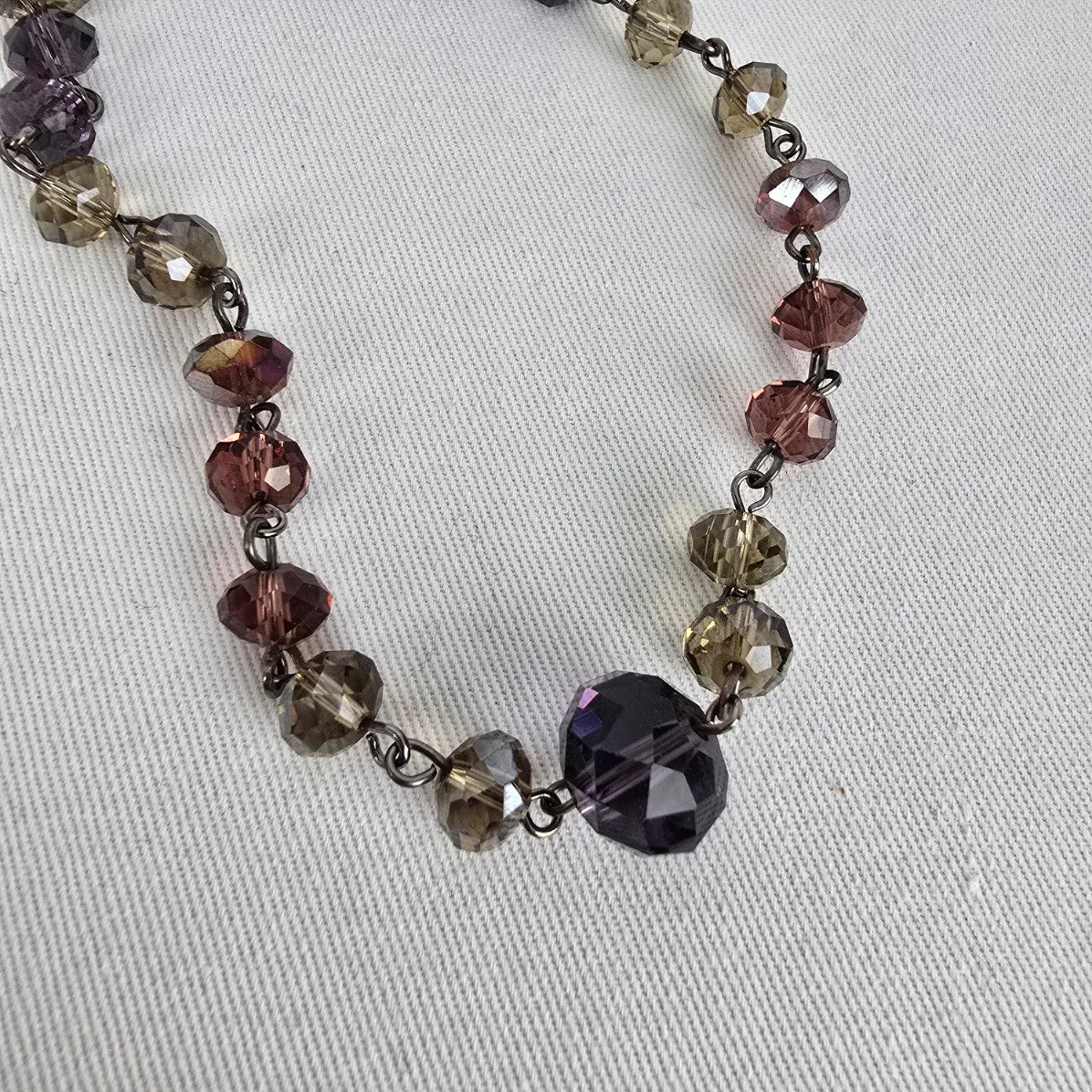 Smoky Crystal Layering Necklace – Plum & Taupe