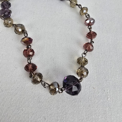 Smoky Crystal Layering Necklace – Plum & Taupe