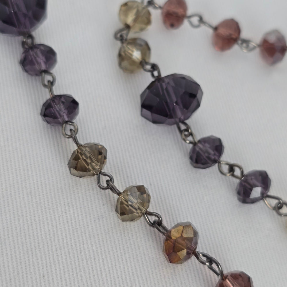 Smoky Crystal Layering Necklace – Plum & Taupe
