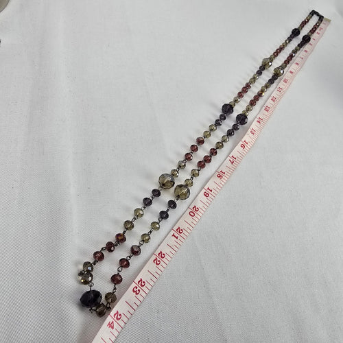 Smoky Crystal Layering Necklace – Plum & Taupe