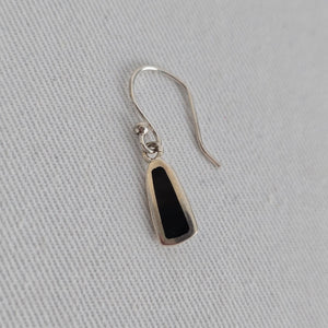 925 Sterling Silver Black Onyx Inlay Drop Earrings Minimalist Dangle