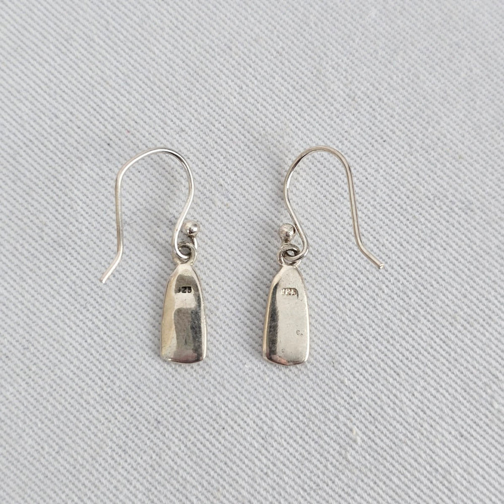 925 Sterling Silver Black Onyx Inlay Drop Earrings Minimalist Dangle