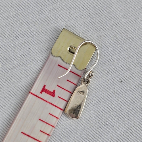 925 Sterling Silver Black Onyx Inlay Drop Earrings Minimalist Dangle