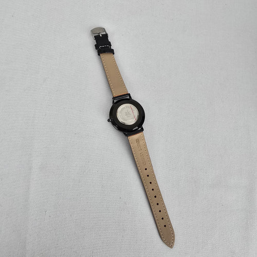 SK Shengke Black Crystal Dial Watch Minimalist Sparkle Face Quartz Leather Strap