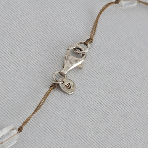 Silpada Oh So Pretty Pearl Quartzite Rock Crystal Silk Cord Necklace Sterling Silver