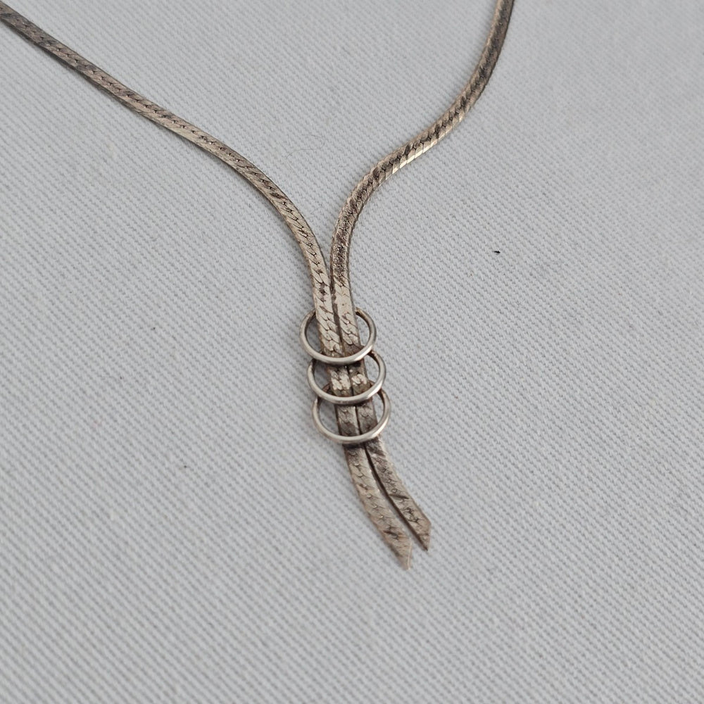 Italy 925 Sterling Silver Snake Chain Lariat Y Necklace Earring Set Minimalist