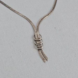 Italy 925 Sterling Silver Snake Chain Lariat Y Necklace Earring Set Minimalist