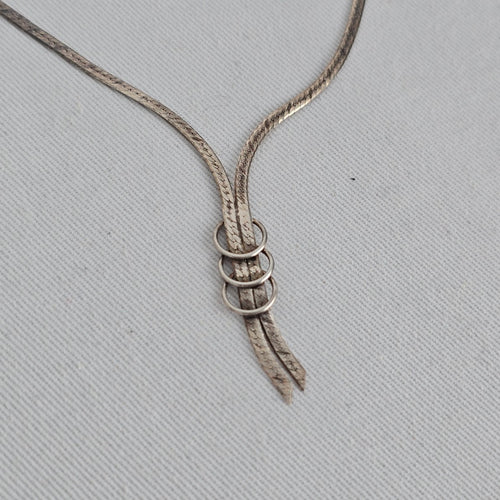 Italy 925 Sterling Silver Snake Chain Lariat Y Necklace Earring Set Minimalist