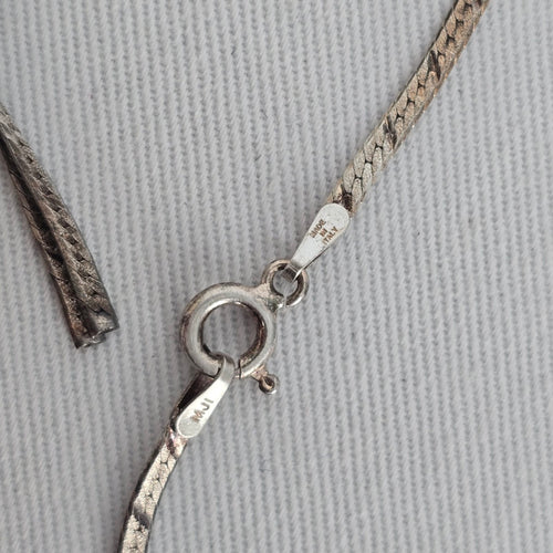 Italy 925 Sterling Silver Snake Chain Lariat Y Necklace Earring Set Minimalist