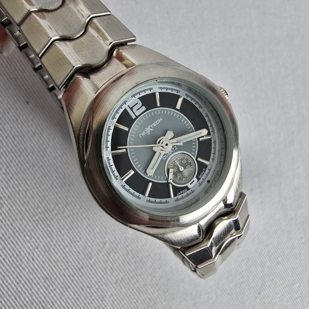 NextTech Quartz Watch Silver Tone Stretch Band Japan Movement