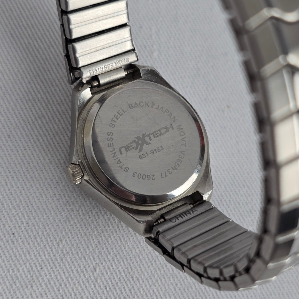 NextTech Quartz Watch Silver Tone Stretch Band Japan Movement