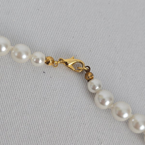 Classic White Pearl Necklace Graduated Beads Gold Clasp Bridal Elegant Timeless