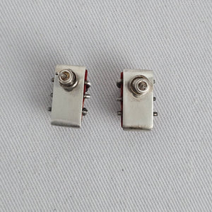 Vintage Sterling Silver Red Coral Barrel Stud Earrings Artisan Handmade Unique