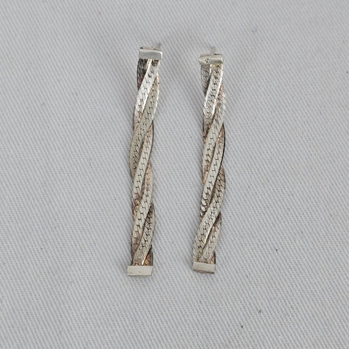 Twisted Multi Strand Drop Earrings Sterling Silver Textured Long Statement Earrings