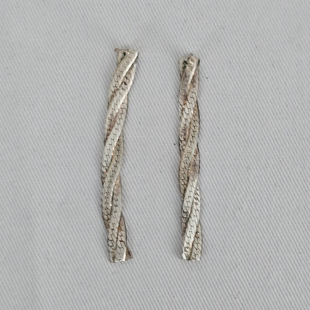 Twisted Multi Strand Drop Earrings Sterling Silver Textured Long Statement Earrings