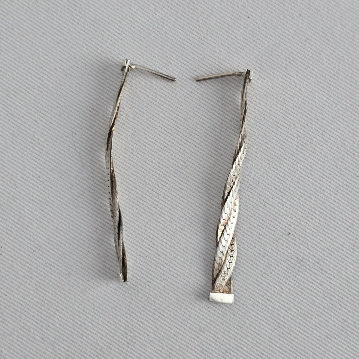 Twisted Multi Strand Drop Earrings Sterling Silver Textured Long Statement Earrings