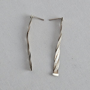 Twisted Multi Strand Drop Earrings Sterling Silver Textured Long Statement Earrings
