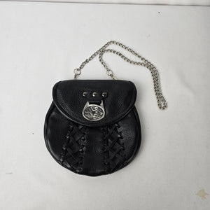 Scottish Leather Sporran Black Celtic Knot Kilt Purse Chain Strap