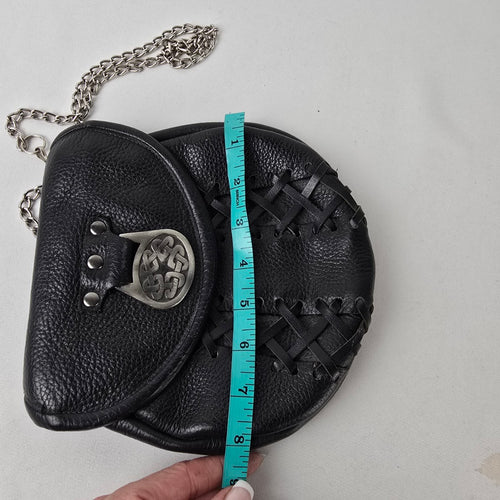 Scottish Leather Sporran Black Celtic Knot Kilt Purse Chain Strap