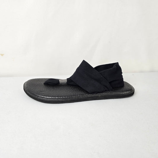 Sanuk Yoga Sling Sandals Black Comfort Flip Flop Size 9