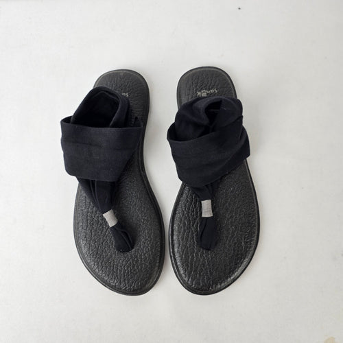 Sanuk Yoga Sling Sandals Black Comfort Flip Flop Size 9