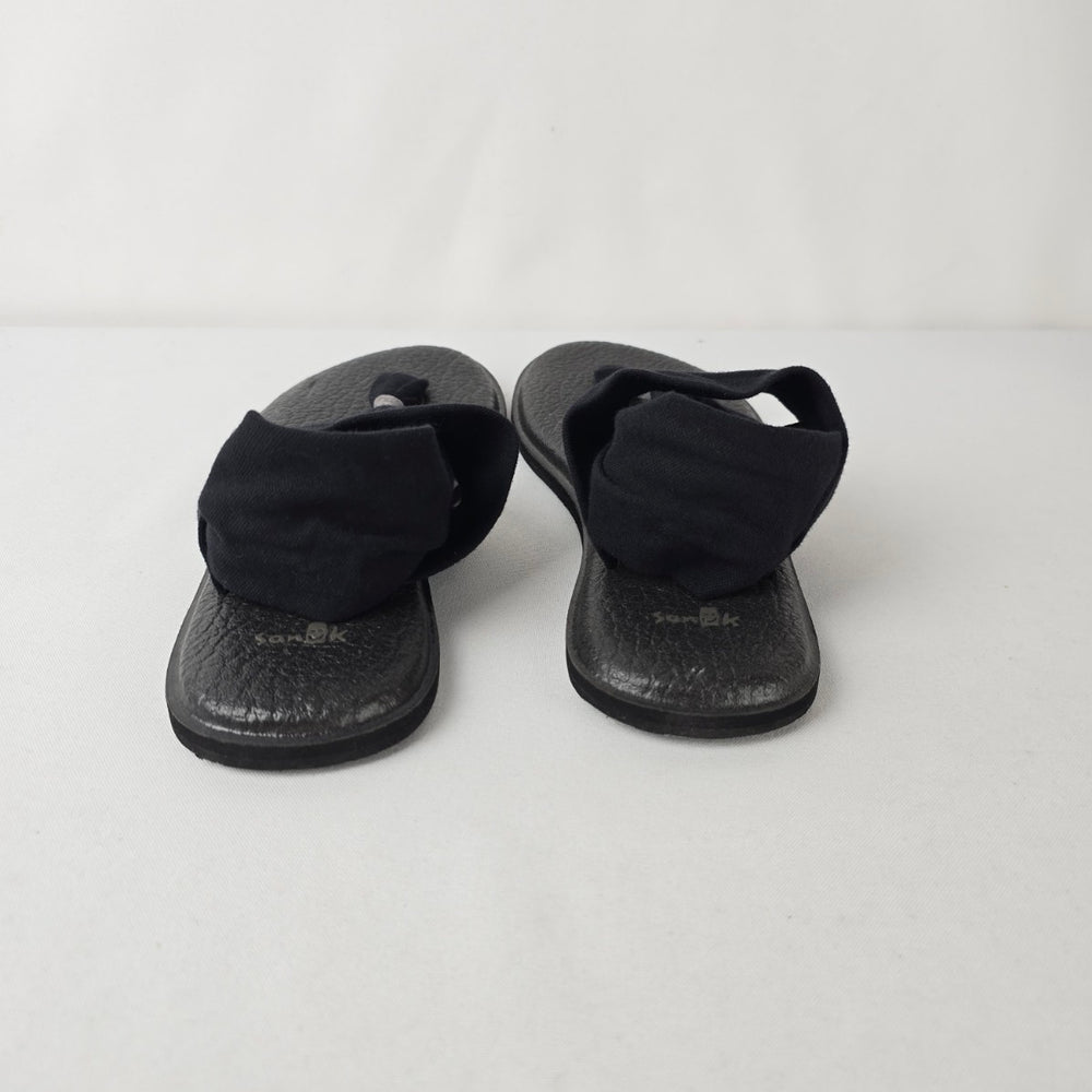 Sanuk Yoga Sling Sandals Black Comfort Flip Flop Size 9