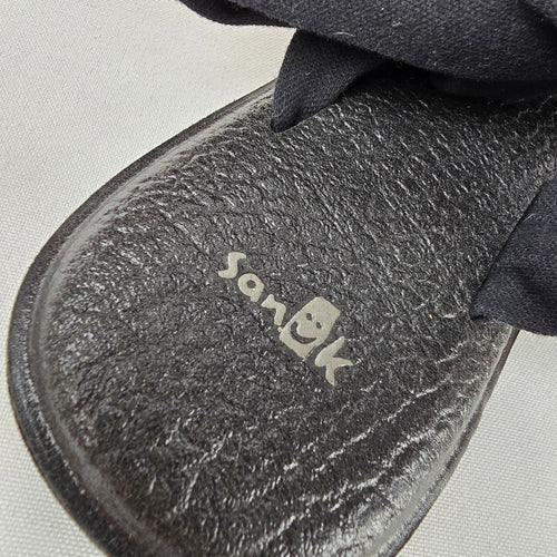 Sanuk Yoga Sling Sandals Black Comfort Flip Flop Size 9