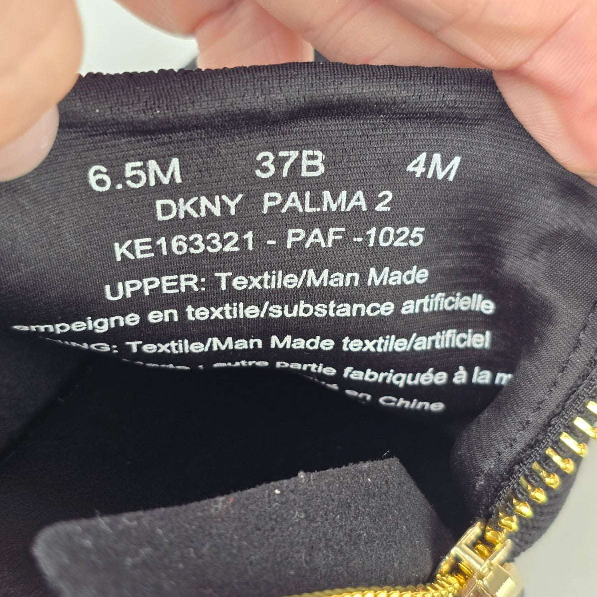 DKNY Palma 2 Wedge Sneakers Black Gold Zip Slip On Women’s Size 6.5
