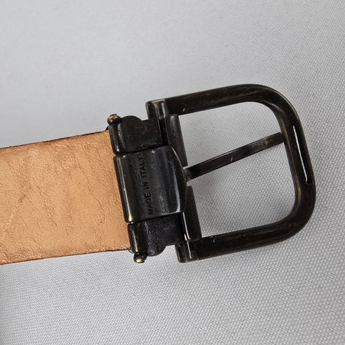 Italian Leather Snakeskin Embossed Belt Cream Brown Made in Italy Size L