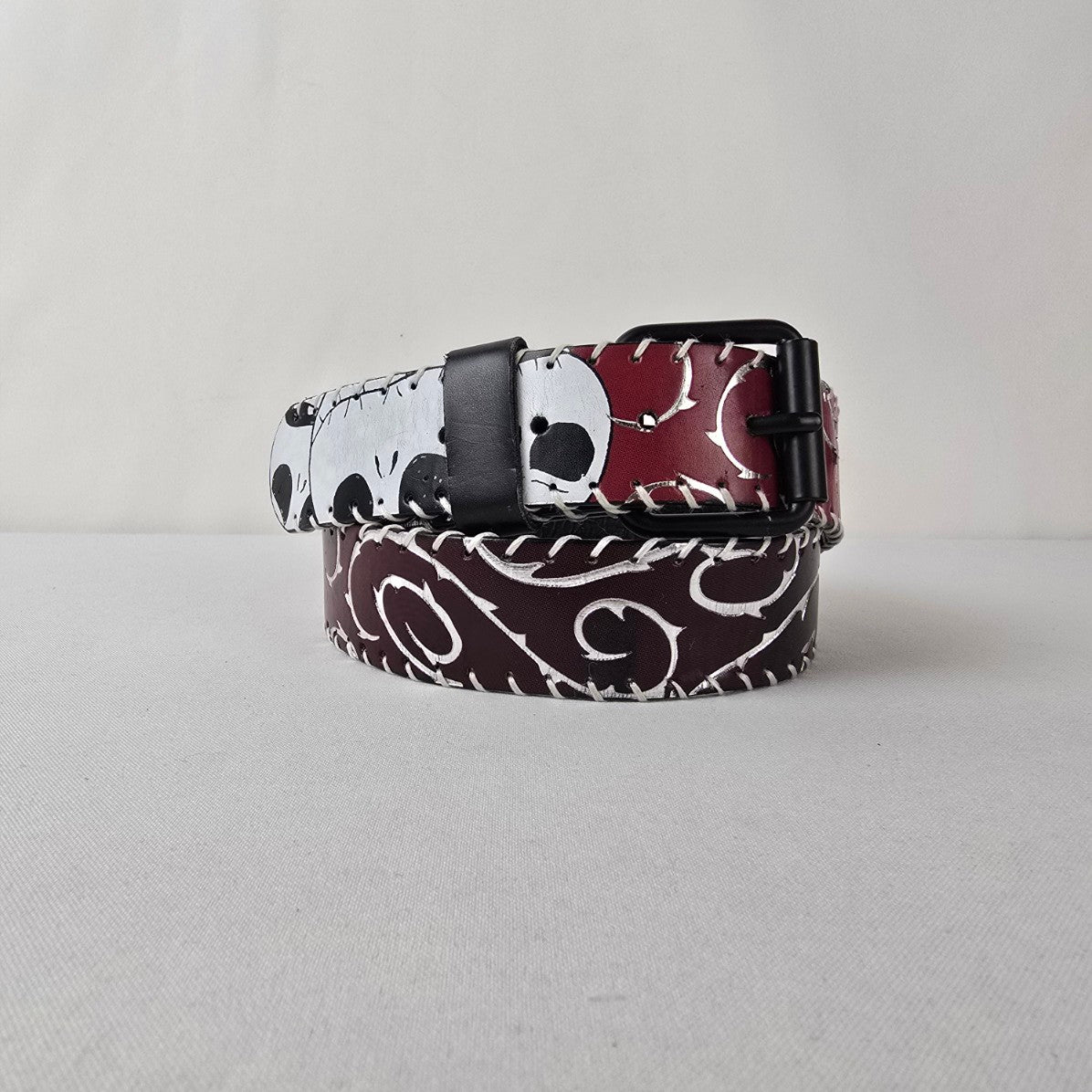 Tim Burton Disney Inspired Skull Belt Red Black White Goth Emo Punk Size M