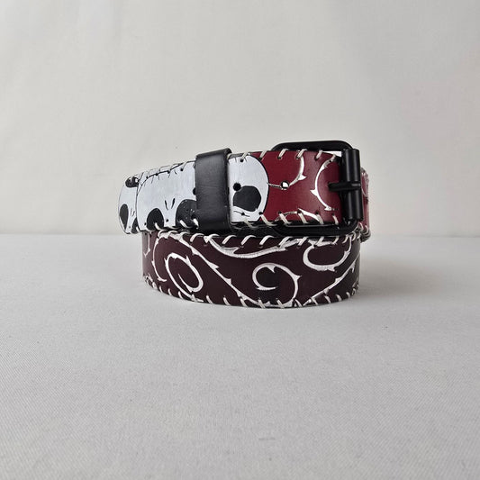Tim Burton Disney Inspired Skull Belt Red Black White Goth Emo Punk Size M