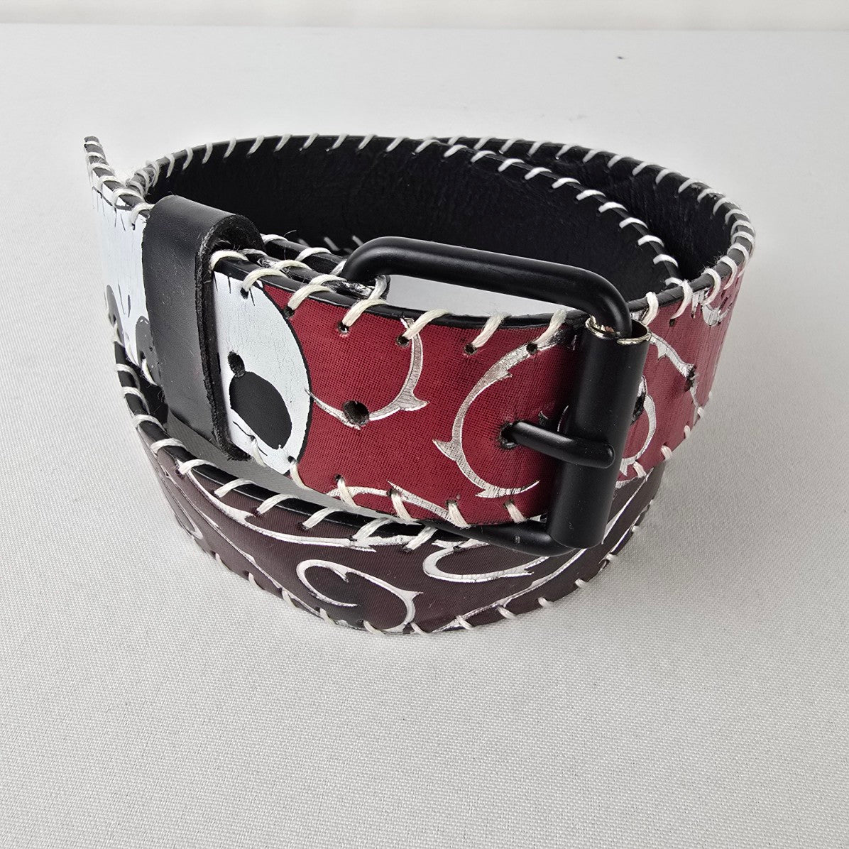 Tim Burton Disney Inspired Skull Belt Red Black White Goth Emo Punk Size M
