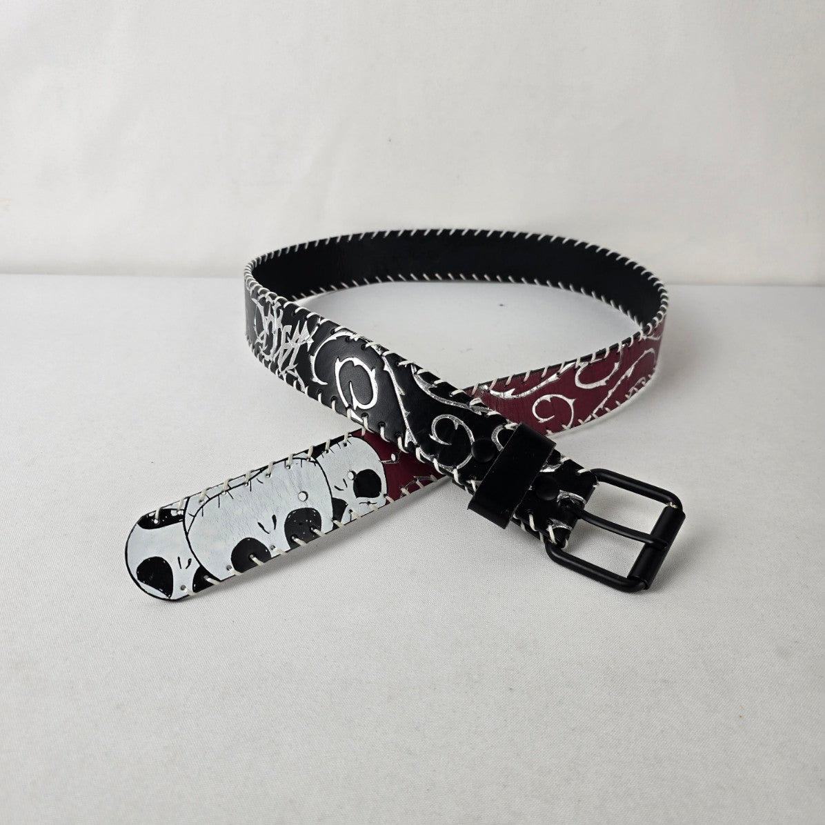 Tim Burton Disney Inspired Skull Belt Red Black White Goth Emo Punk Size M