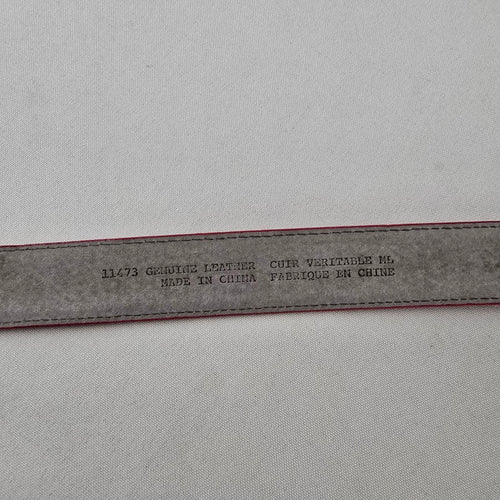 Vintage Red Croc Embossed Leather Belt Size M Gold Buckle Classic Statement Waist