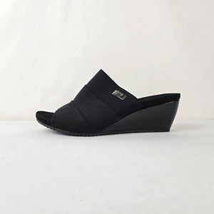 Anne Klein Sport Black Wedge Slide Sandals Comfort Slip On Size 8