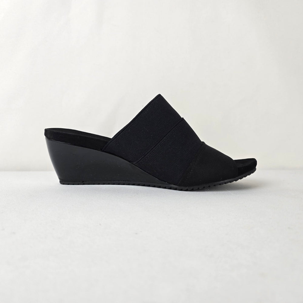 Anne Klein Sport Black Wedge Slide Sandals Comfort Slip On Size 8