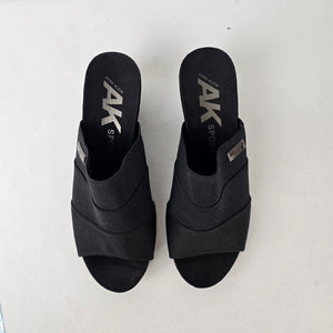 Anne Klein Sport Black Wedge Slide Sandals Comfort Slip On Size 8
