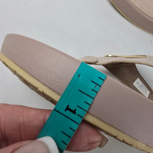 MEXX Champagne Metallic Wedge Thong Sandals Comfort Flip Flops Size 9