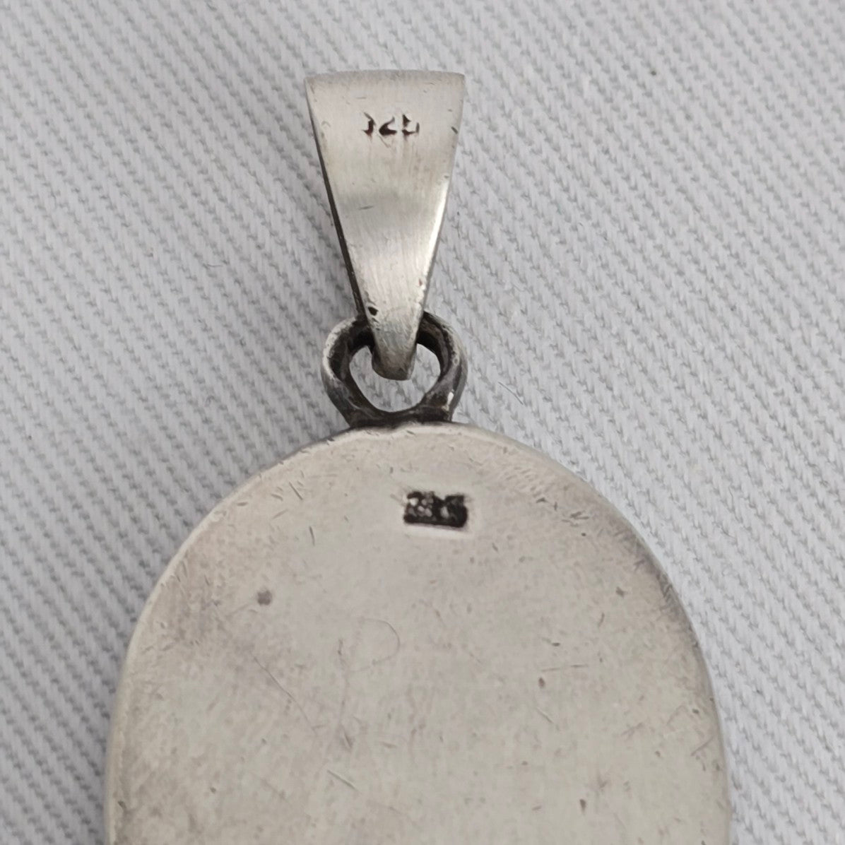 Sterling Silver 925 Inlay Pendant Mother of Pearl Mosaic Oval