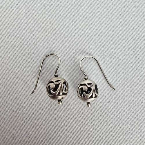 Silpada 925 Sterling Silver Filigree Ball Dangle Earrings
