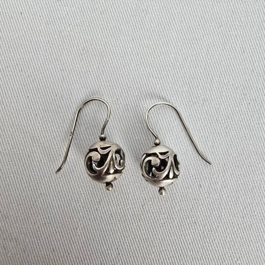 Silpada 925 Sterling Silver Filigree Ball Dangle Earrings