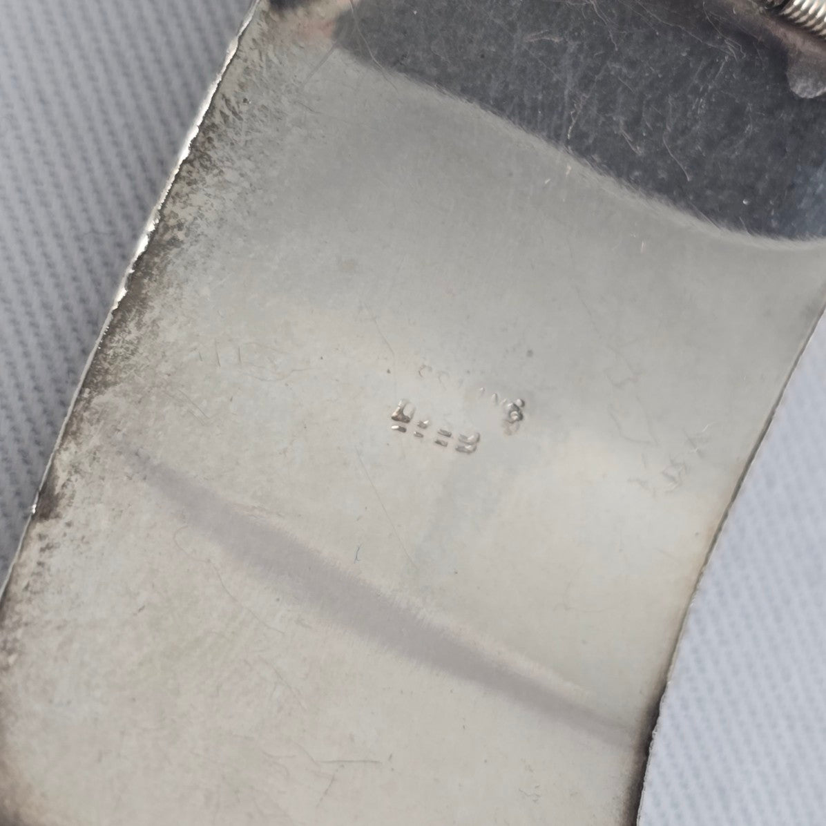 Sterling Silver 925 Wide Cuff Bracelet Floral Engraved Vintage