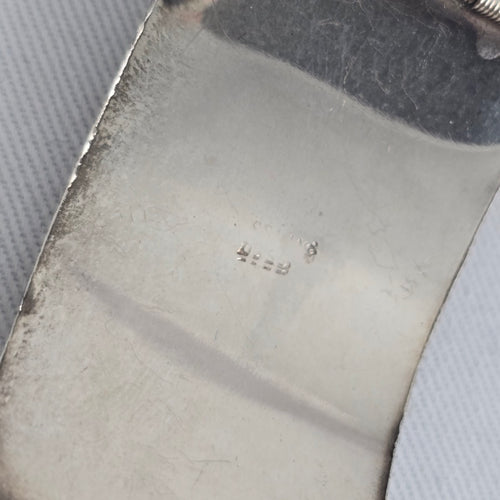 Sterling Silver 925 Wide Cuff Bracelet Floral Engraved Vintage