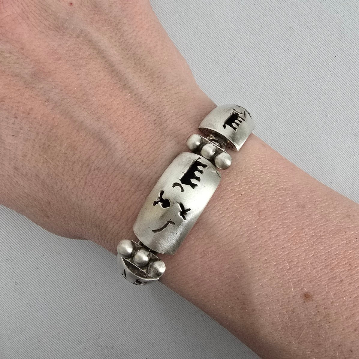 Vintage Taxco Mexico 925 Sterling Silver Panel Bracelet TM-143 Southwestern Artisan