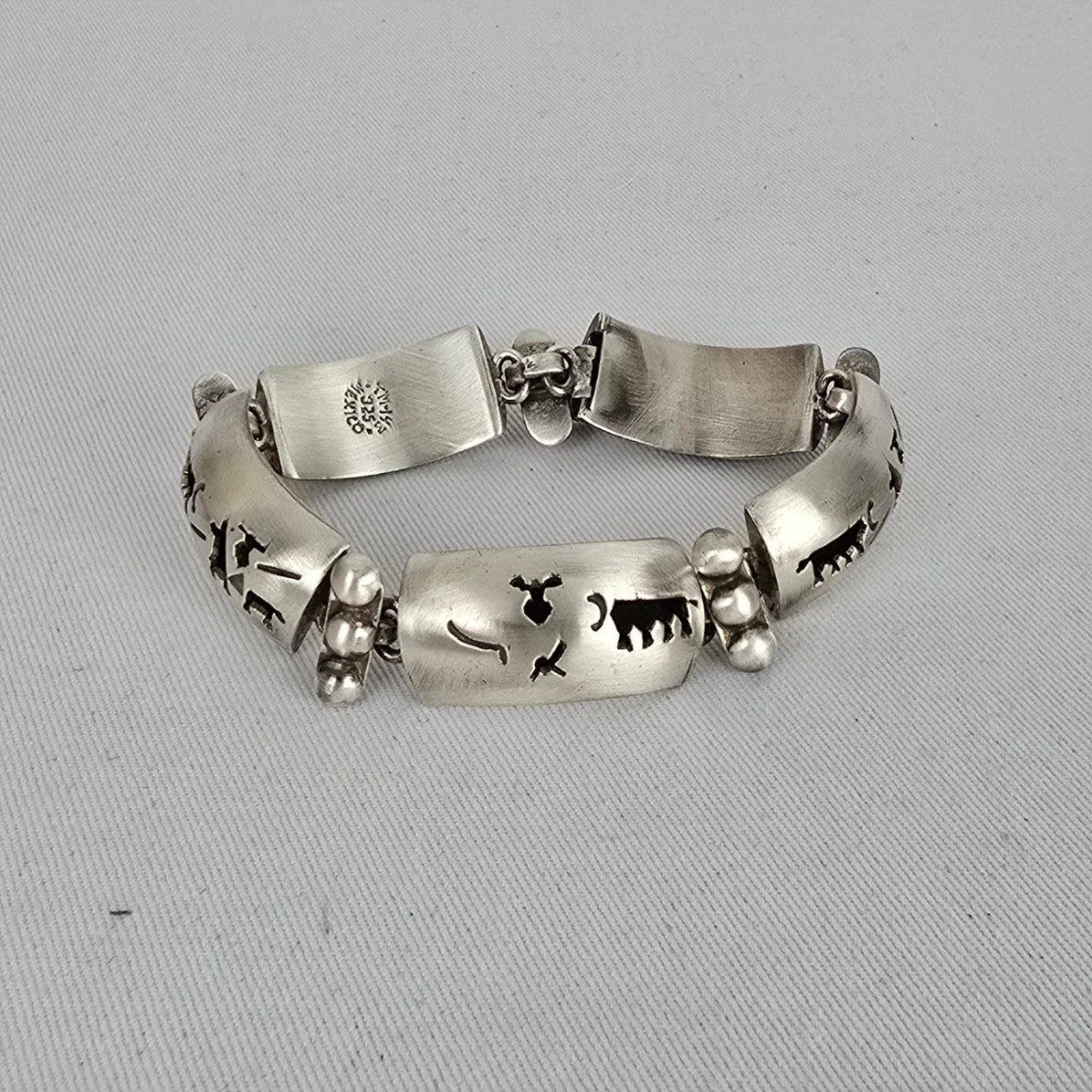 Vintage Taxco Mexico 925 Sterling Silver Panel Bracelet TM-143 Southwestern Artisan