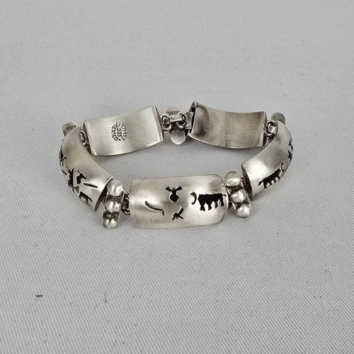 Vintage Taxco Mexico 925 Sterling Silver Panel Bracelet TM-143 Southwestern Artisan