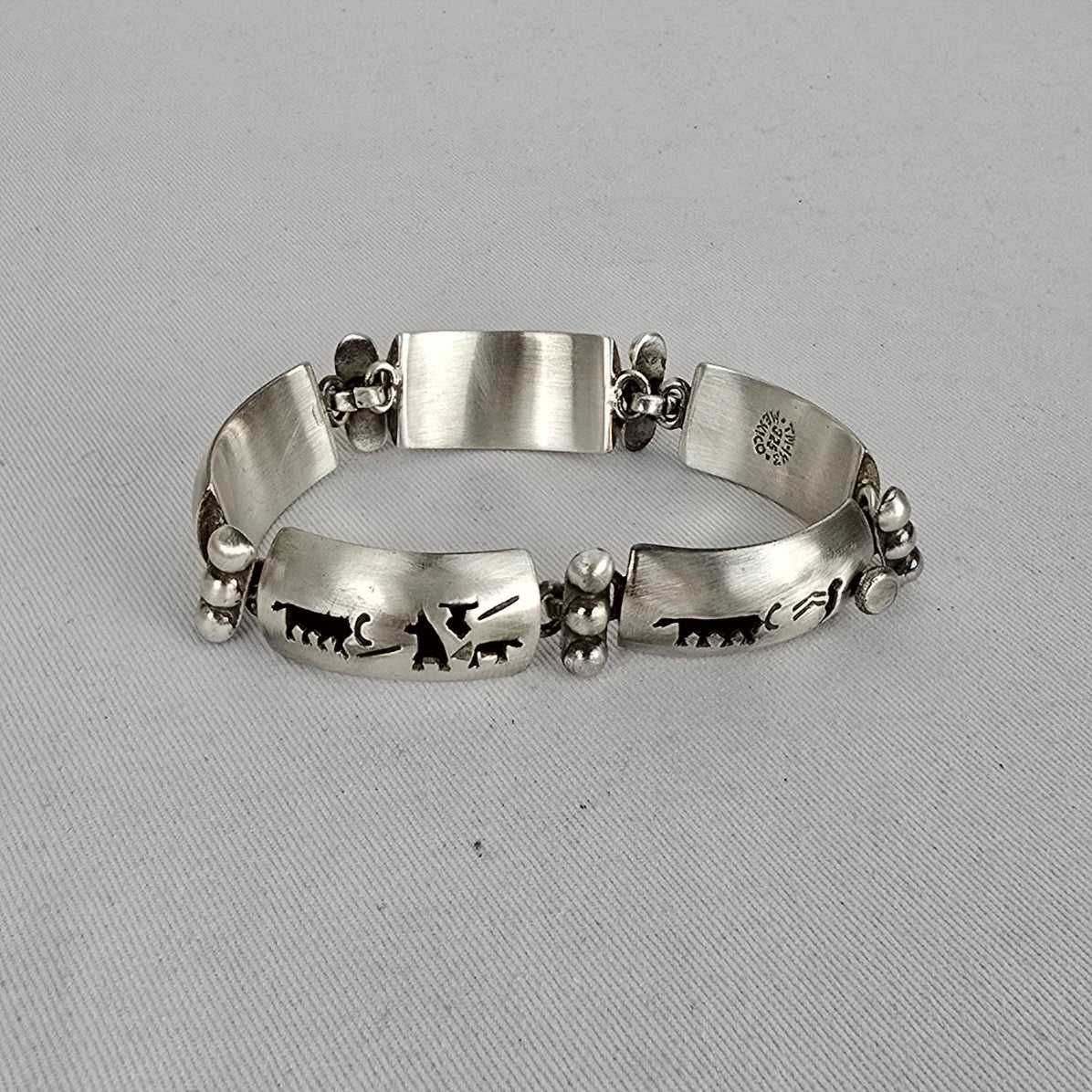 Vintage Taxco Mexico 925 Sterling Silver Panel Bracelet TM-143 Southwestern Artisan