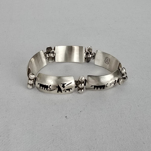 Vintage Taxco Mexico 925 Sterling Silver Panel Bracelet TM-143 Southwestern Artisan