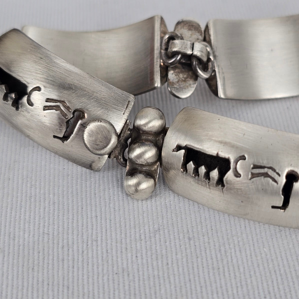 Vintage Taxco Mexico 925 Sterling Silver Panel Bracelet TM-143 Southwestern Artisan