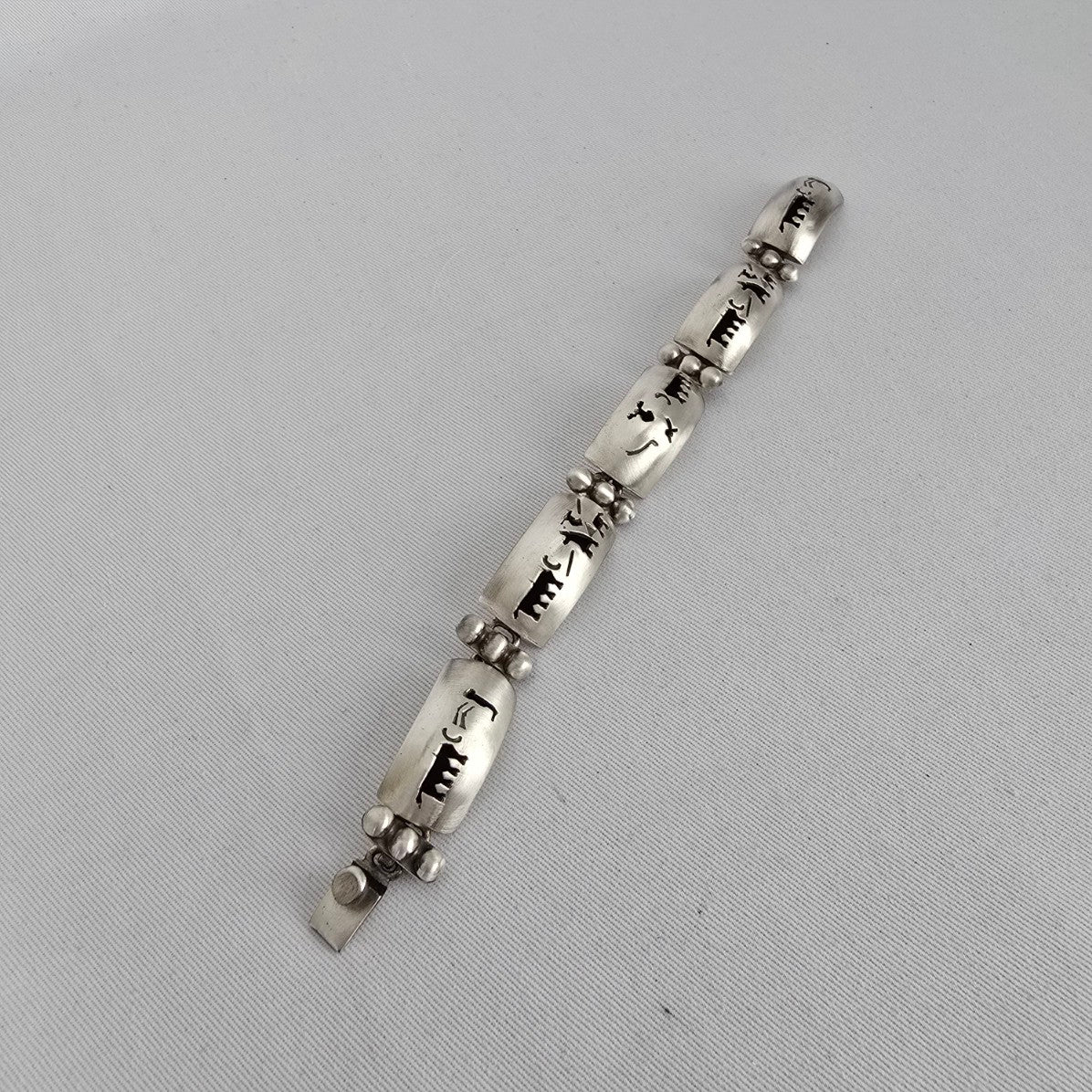 Vintage Taxco Mexico 925 Sterling Silver Panel Bracelet TM-143 Southwestern Artisan